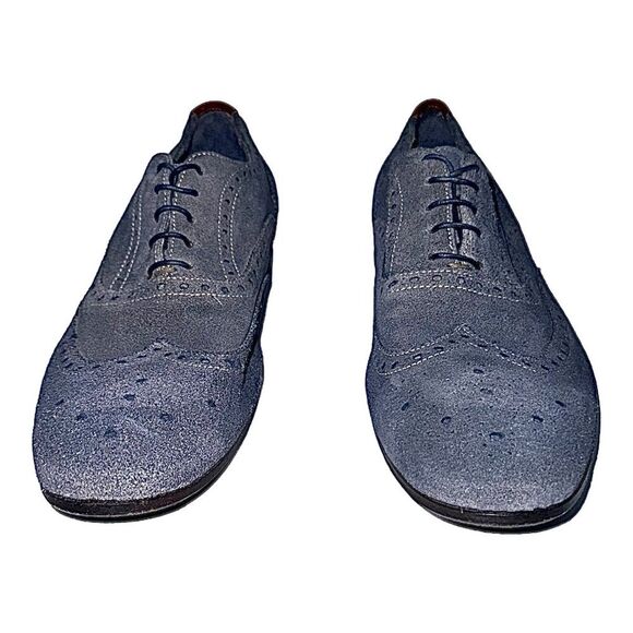 Paul Smith Blue Suede Wingtip Oxford Shoes US 9 M main image 11
